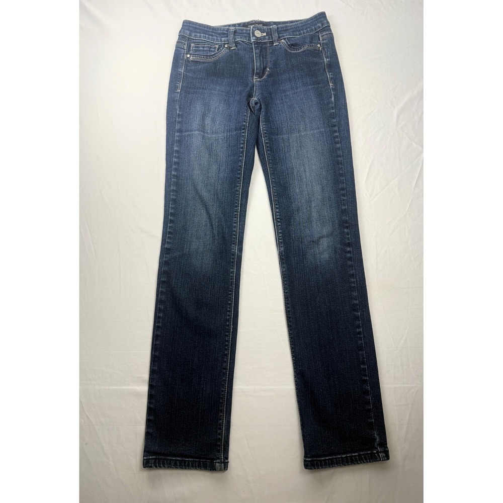 White House Black Market Size 00R Blanc Slim Ankle Jeans Dark Wash Stretch Denim